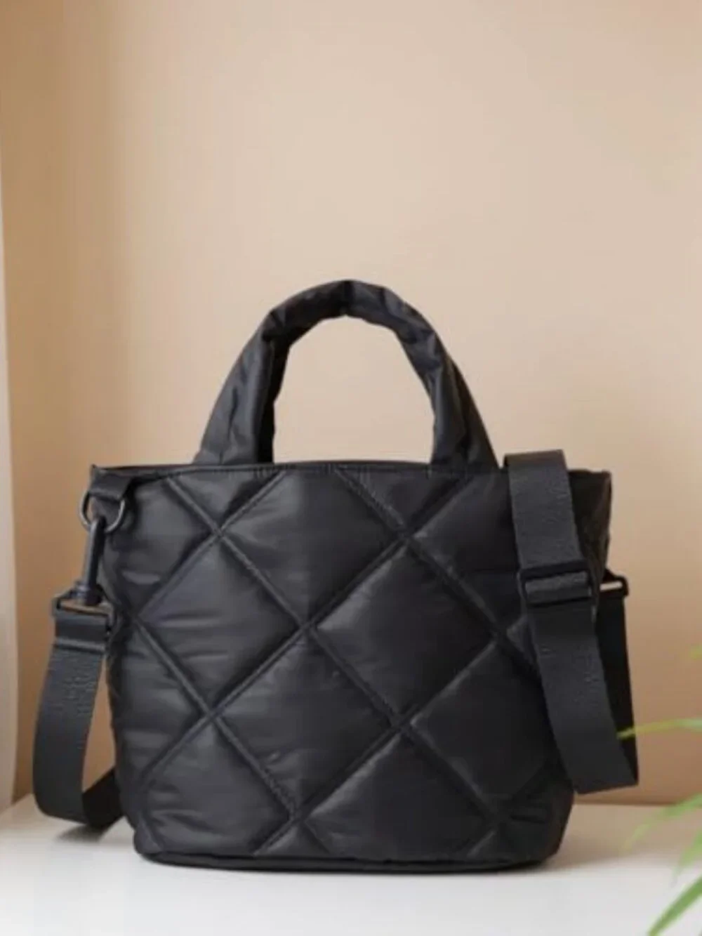 Lightweight Nylon Puffer Crossbody Bag with Multiple Pockets